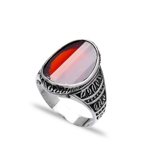 Garnet Authentic Men Ring Wholesale Handmade 925 Sterling Silver